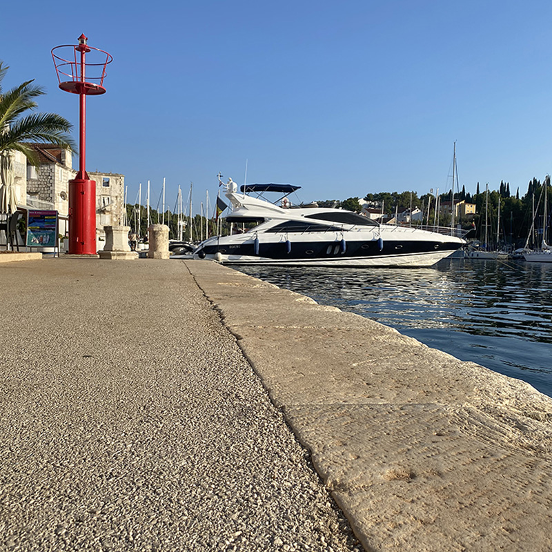 The yacht in the harbour